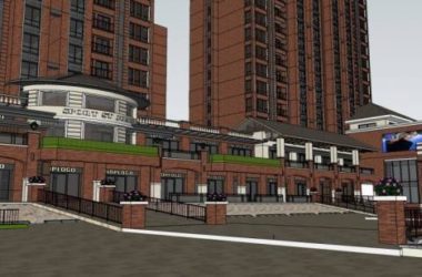 Sketchup住宅模型|高层住宅楼,居住建筑,商业裙房,新古典风格-BIM建筑网