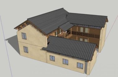 Sketchup住宅模型|别院,中式风格,居住建筑-BIM建筑网