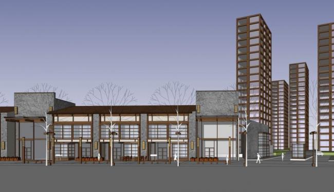 Sketchup商业模型|沿街商业,新中式风格 Sketchup商业模型|沿街商业,新中式风格