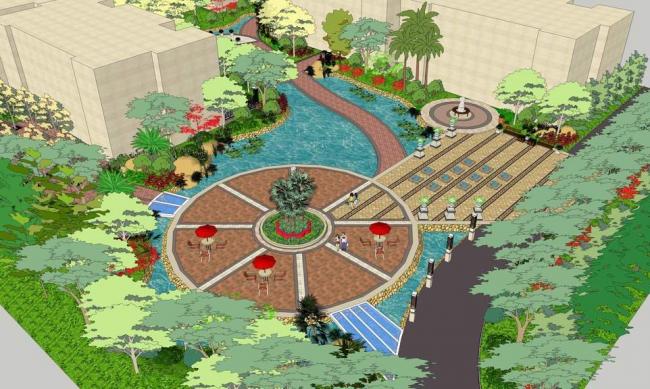 Sketchup景观模型|小区广场景观,现代风格 Sketchup景观模型|小区广场景观,现代风格