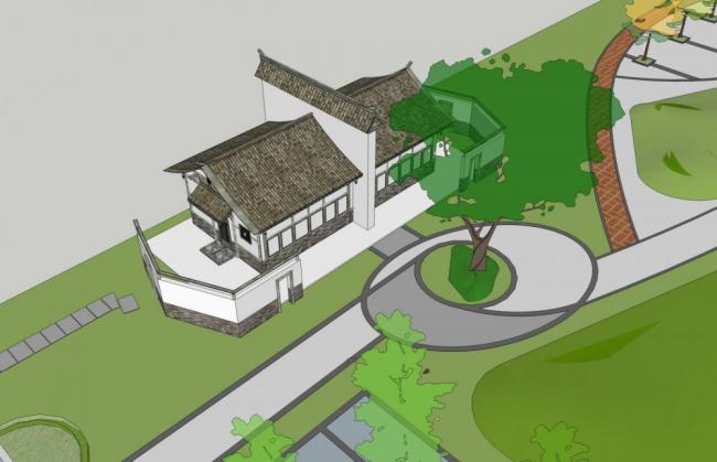 Sketchup小品模型|公共厕所,单层,中式 Sketchup小品模型|公共厕所,单层,中式
