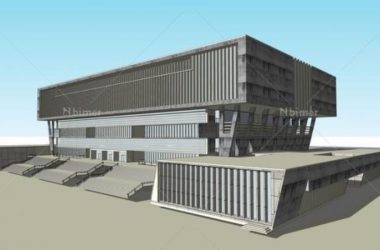 Sketchup文化模型|图书馆,现代风格,文化建筑-BIM建筑网