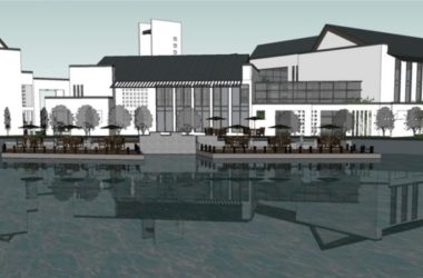 Sketchup商业模型|售楼处，多层会所，徽派建筑，新中式风格，商业建筑，滨水景观-BIM建筑网