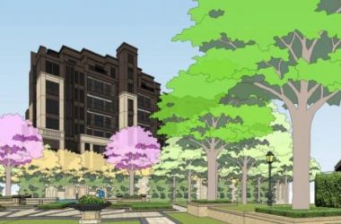 Sketchup住宅模型|高层住宅楼,小区,新古典风格,入口景观,商业裙房,居住建筑-BIM建筑网