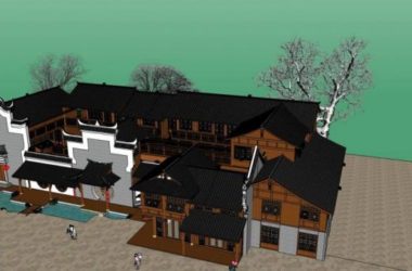 Sketchup商业模型|多层会所，商业建筑，中式风格-BIM建筑网