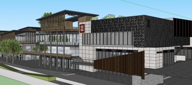 Sketchup商业模型|多层商业街,新中式风格 Sketchup商业模型|多层商业街,新中式风格