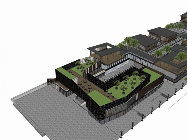 Sketchup商业模型|多层商业街,新中式风格 Sketchup商业模型|多层商业街,新中式风格