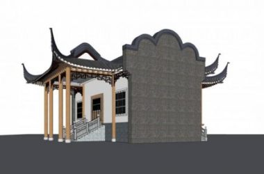 Sketchup小品模型|戏台,景观,单层,中式风格-BIM建筑网