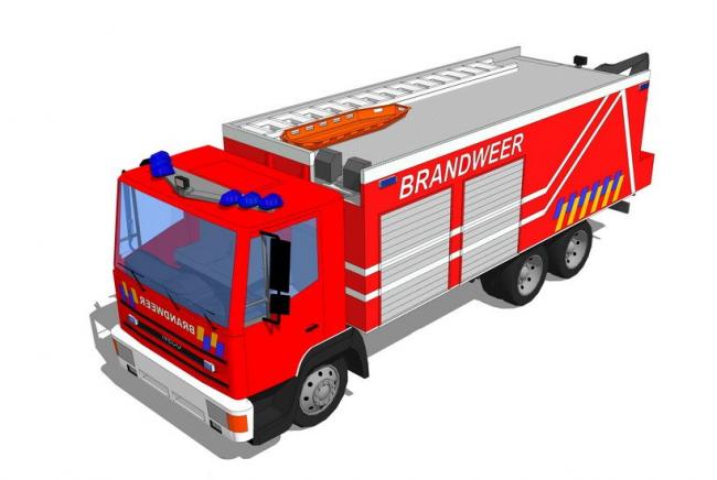 Sketchup素材模型|消防车 Sketchup素材模型|消防车