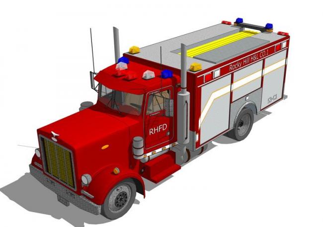 Sketchup素材模型|消防车 Sketchup素材模型|消防车