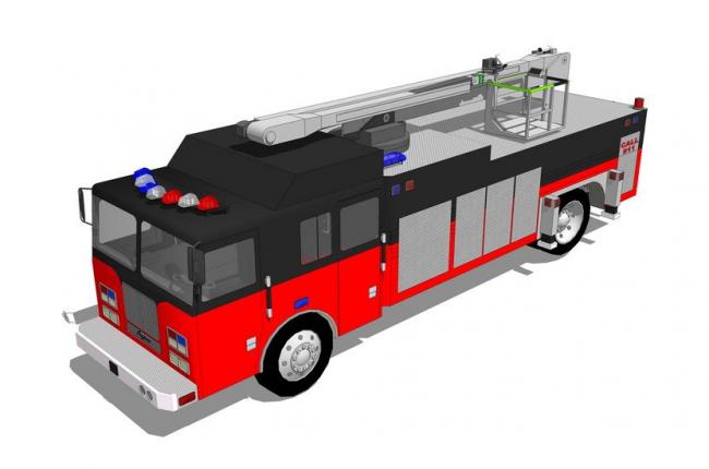 Sketchup素材模型|消防车 Sketchup素材模型|消防车