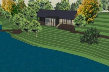 Sketchup景观模型|湖边公园景观，城市小品，水坝，单层，中式-BIM建筑网