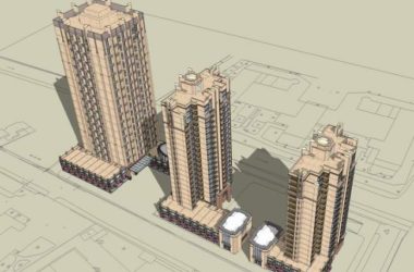 Sketchup住宅模型|高层住宅,沿街商业,商业裙房,居住建筑,现代风格-BIM建筑网