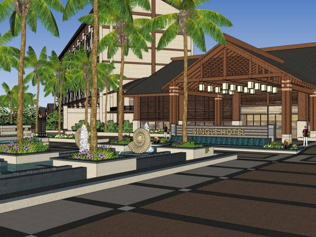 Sketchup酒店模型|多层度假酒店,中式风格 Sketchup酒店模型|多层度假酒店,中式风格