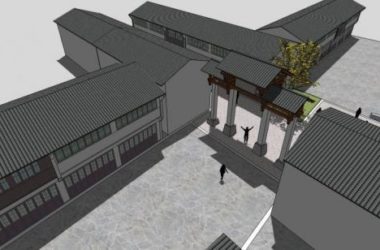 Sketchup商业模型|多层商业街，牌坊，中式风格，商业建筑-BIM建筑网