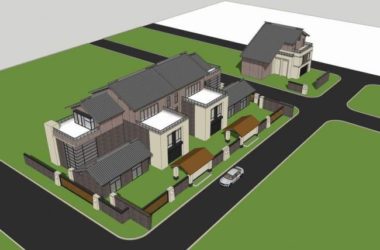 Sketchup住宅模型|联排别墅,双拼别墅,新中式风格-BIM建筑网