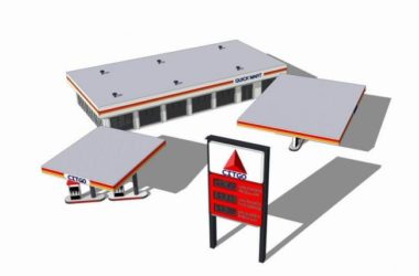 Sketchup车站路桥|加油站,现代风格-BIM建筑网