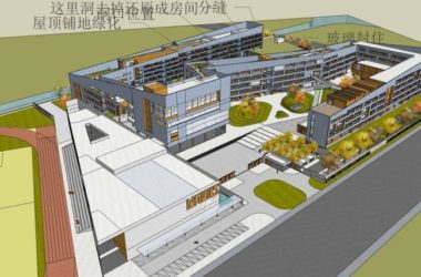 Sketchup学校模型|校园,多层学校,教学楼,教育建筑,现代风格-BIM建筑网