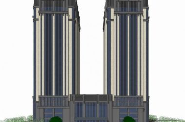 Sketchup酒店模型|高层酒店,新古典风格,双子办公楼-BIM建筑网