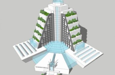 Sketchup酒店模型|高层梯形酒店,现代风格-BIM建筑网
