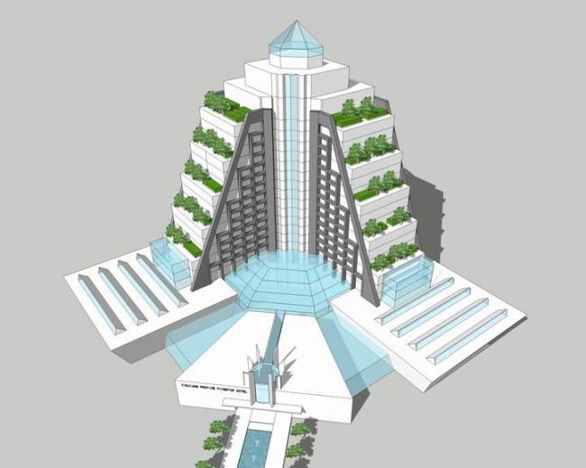 Sketchup酒店模型|高层梯形酒店,现代风格 Sketchup酒店模型|高层梯形酒店,现代风格