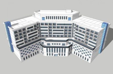 Sketchup酒店模型|多层酒店,现代风格,U型平面-BIM建筑网