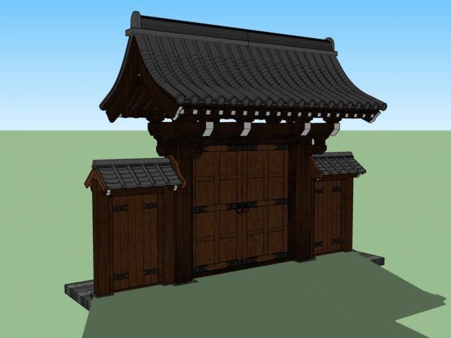 Sketchup小品模型|中式大门,古建 Sketchup小品模型|中式大门,古建