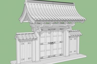 Sketchup小品模型|中式大门,古建-BIM建筑网