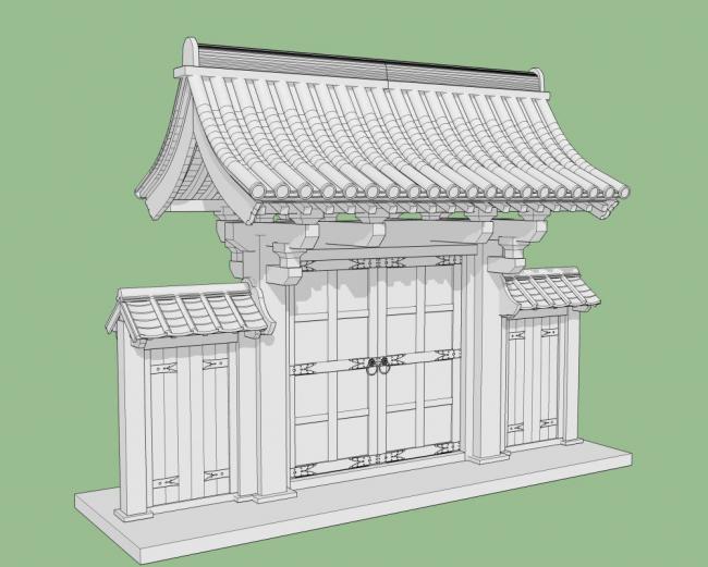 Sketchup小品模型|中式大门,古建 Sketchup小品模型|中式大门,古建