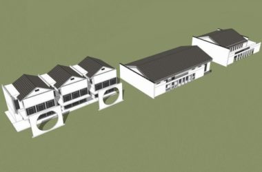 Sketchup商业模型|游客服务中心，多层，商业楼，联排商铺，接待中心，新中式风格-BIM建筑网