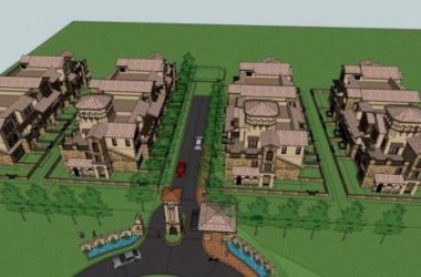 Sketchup住宅模型|联排别墅,多层,欧式,景观,塔,入口,居住建筑-BIM建筑网