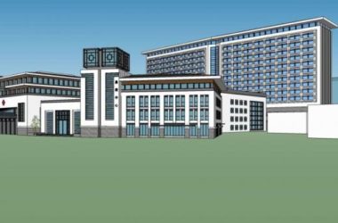 Sketchup医院模型|小高层医院,医疗建筑,新中式风格-BIM建筑网