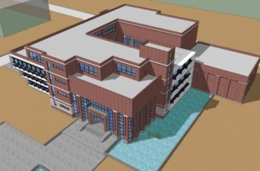 Sketchup文化模型|多层图书馆,大学图书馆,红砖,文化建筑,现代风格-BIM建筑网