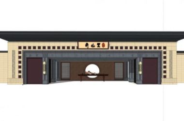 Sketchup素材模型|入口，大门，新中式风格，新亚洲-BIM建筑网