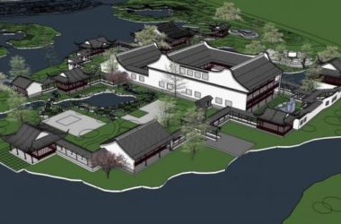 Sketchup住宅模型|园林建筑,中式风格,景观,亭子,多层阁楼-BIM建筑网