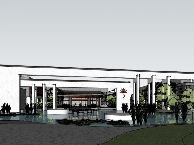 Sketchup商业模型|多层商业街,新中式风格 Sketchup商业模型|多层商业街,新中式风格