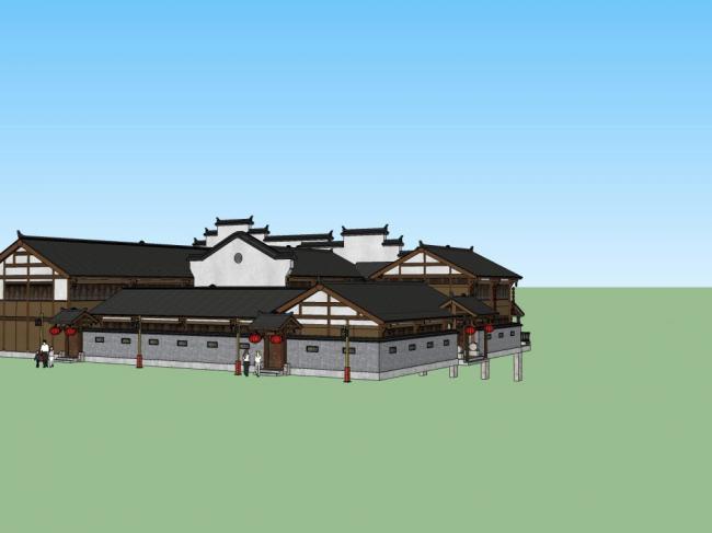 Sketchup古建筑模型|古建院落,中式风格 Sketchup古建筑模型|古建院落,中式风格