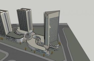 Sketchup综合体模型|高层商业综合体,现代风格,酒店办公,商业裙房-BIM建筑网