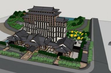 Sketchup酒店模型|南湖德胜和酒店,办公,高层,中式风格-BIM建筑网