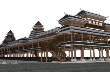 Sketchup车站路桥|风雨桥,土家风格,中式风格-BIM建筑网