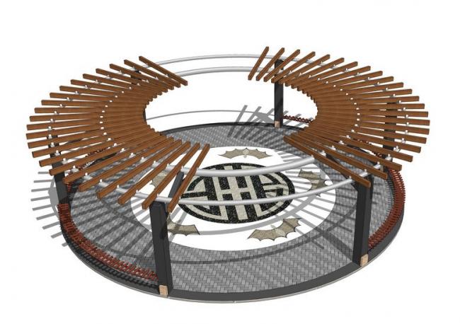 Sketchup素材模型|廊架,新中式风格 Sketchup素材模型|廊架,新中式风格