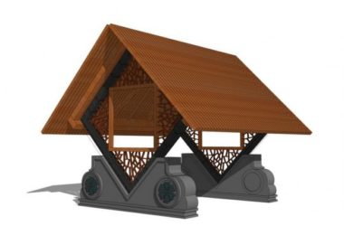Sketchup小品模型|新中式风格,廊架,小品,景观亭子-BIM建筑网