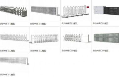 Sketchup素材模型|自动伸缩门，电动门，大门，构件-BIM建筑网