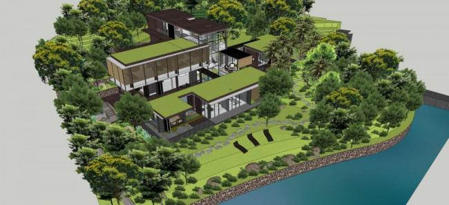 Sketchup景观模型|别墅带景观,新中式风格 Sketchup景观模型|别墅带景观,新中式风格