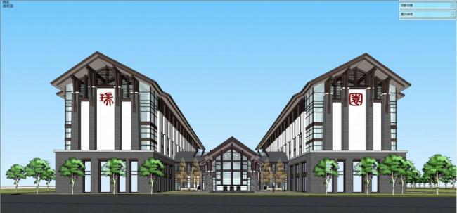 Sketchup酒店模型|多层酒店,中式风格 Sketchup酒店模型|多层酒店,中式风格