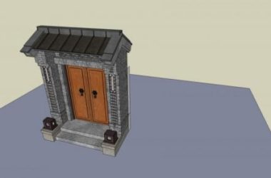 Sketchup素材模型|庭院大门，门头，中式风格，构件-BIM建筑网