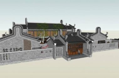 Sketchup住宅模型|多层四合院,中式风格,居住建筑-BIM建筑网