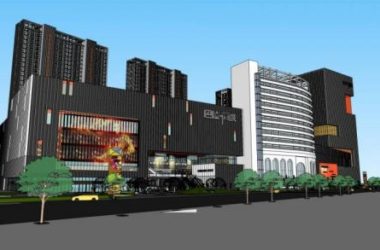 Sketchup综合体模型|巴陵·尚城商业综合体,高层酒店办公,多层商业裙房,现代风格-BIM建筑网