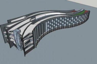 Sketchup酒店模型|多层弧形酒店,现代风格-BIM建筑网