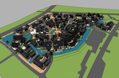 Sketchup酒店模型|多层度假小镇,酒店,中式风格-BIM建筑网